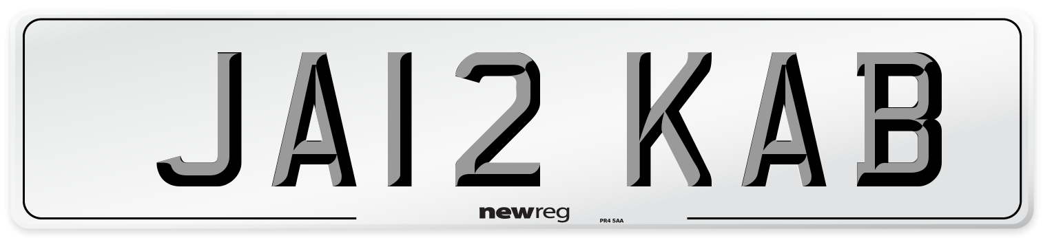 JA12 KAB Number Plate from New Reg