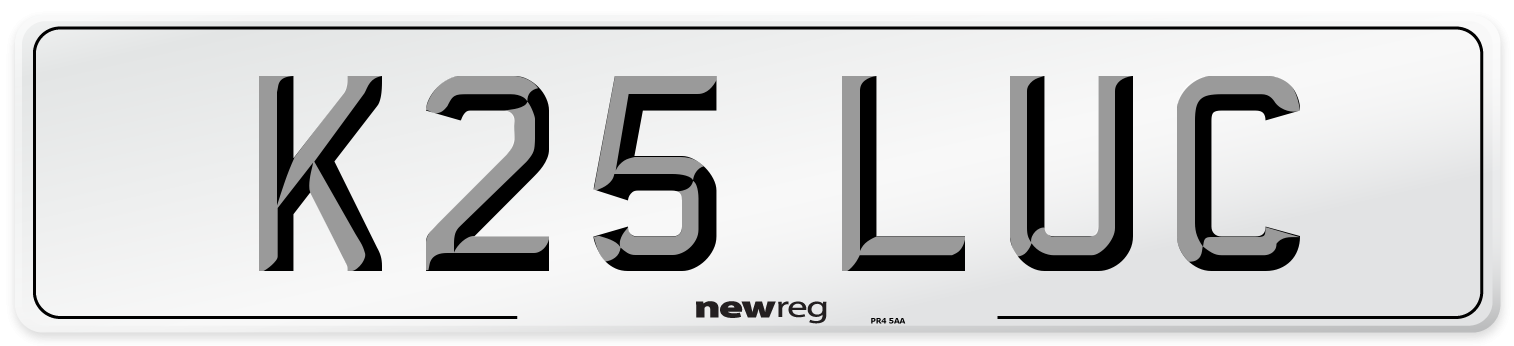 K25 LUC Rear Number Plate