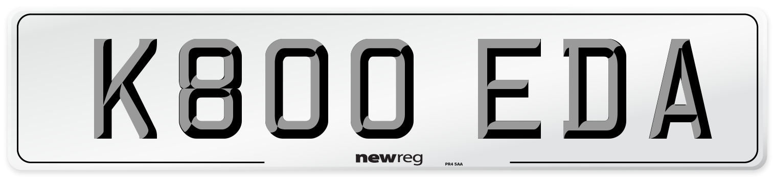 K800 EDA Number Plate from New Reg