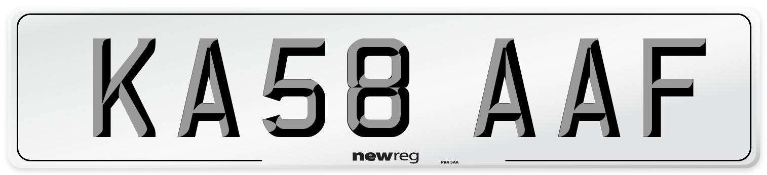 KA58 AAF Number Plate from New Reg