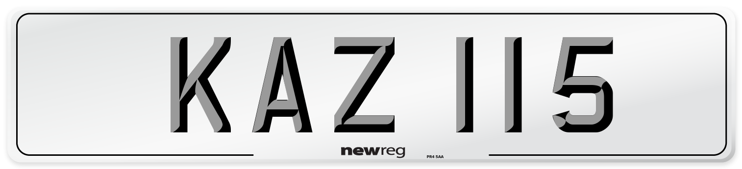KAZ 115 Rear Number Plate
