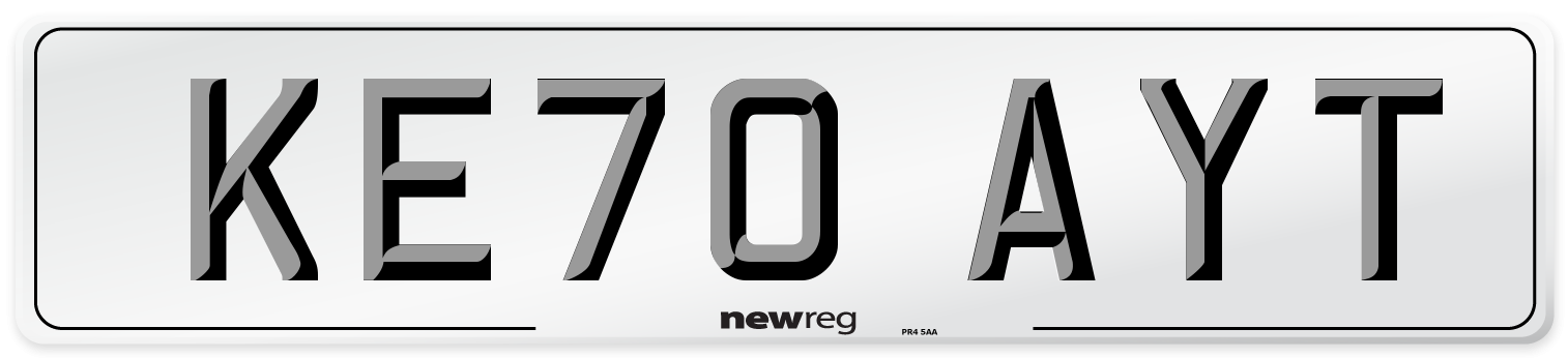 KE70 AYT Rear Number Plate