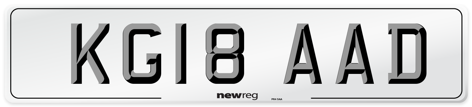 KG18 AAD Number Plate from New Reg