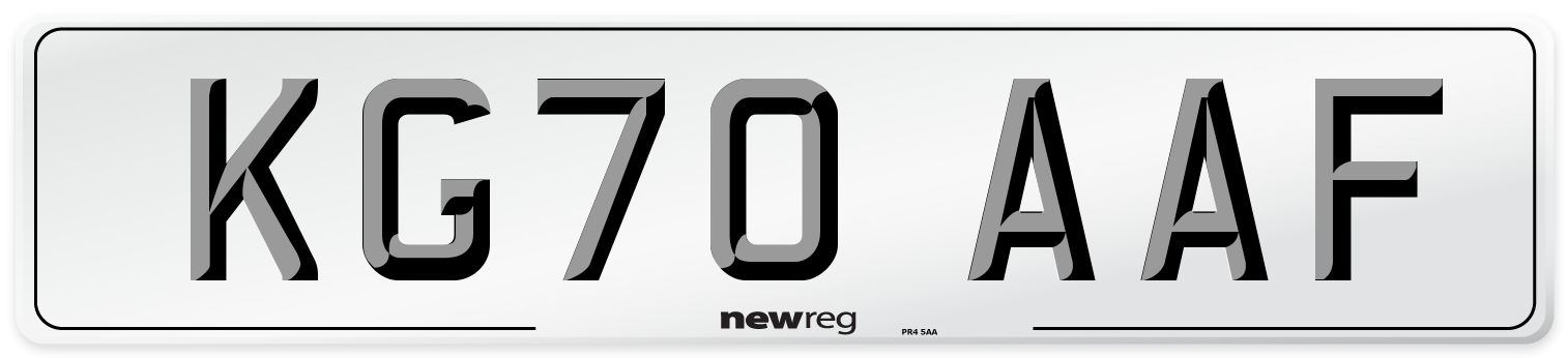 KG70 AAF Rear Number Plate