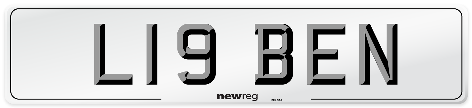 L19 BEN Rear Number Plate