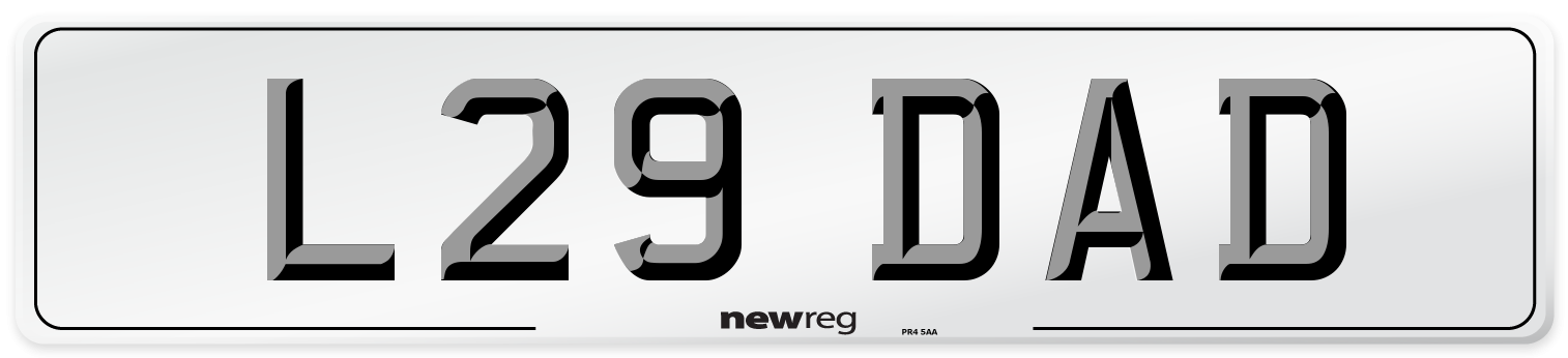 L29 DAD Rear Number Plate