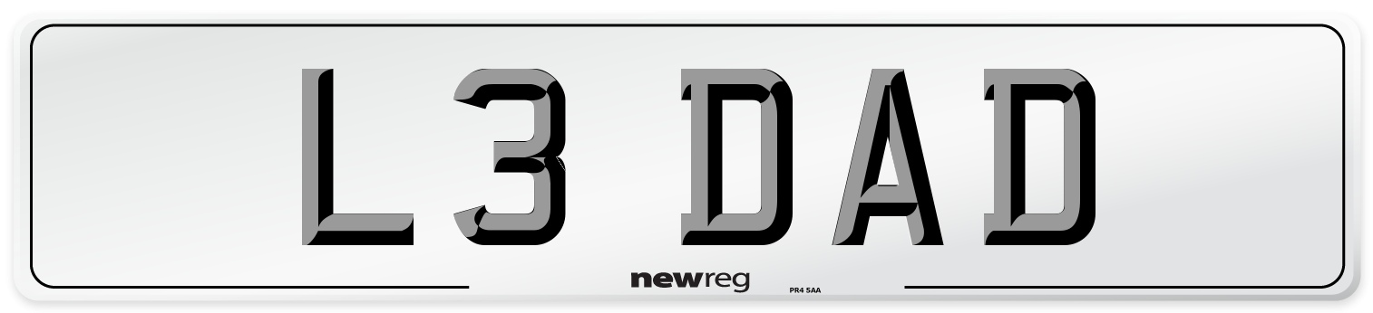 L3 DAD Rear Number Plate