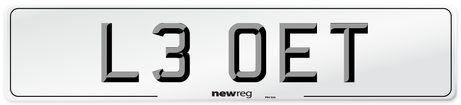 L3 OET Number Plate from New Reg