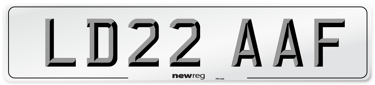 LD22 AAF Rear Number Plate
