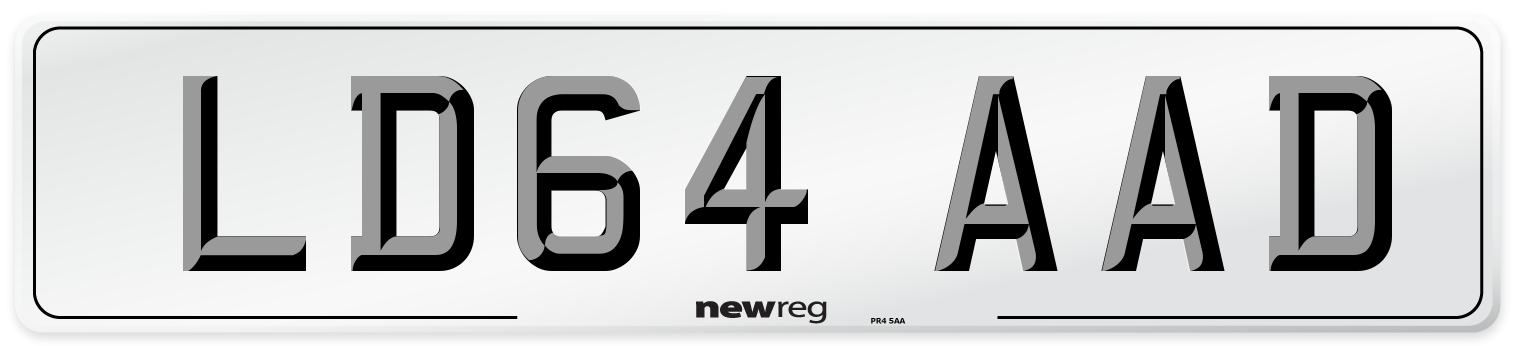 LD64 AAD Number Plate from New Reg