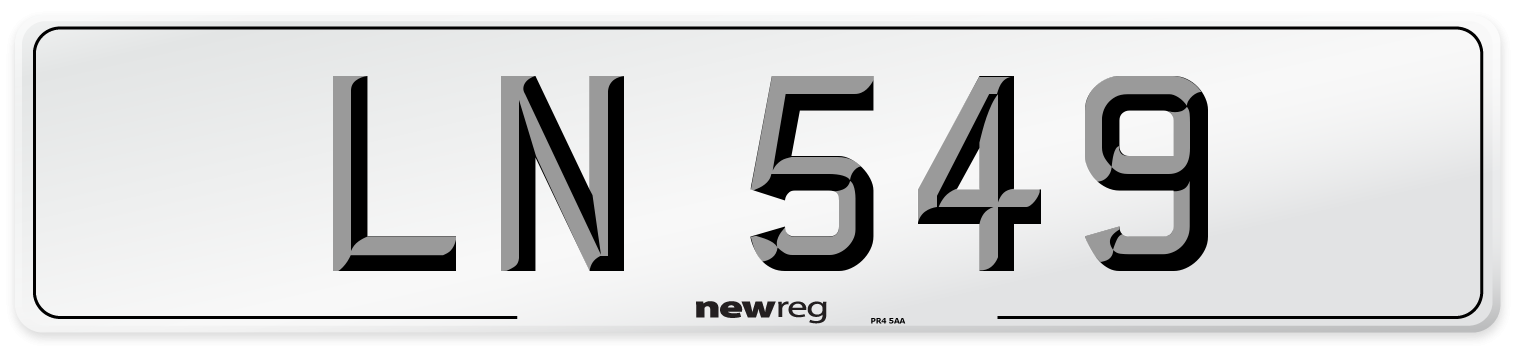 LN 549 Rear Number Plate