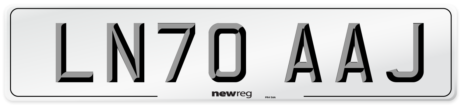 LN70 AAJ Rear Number Plate