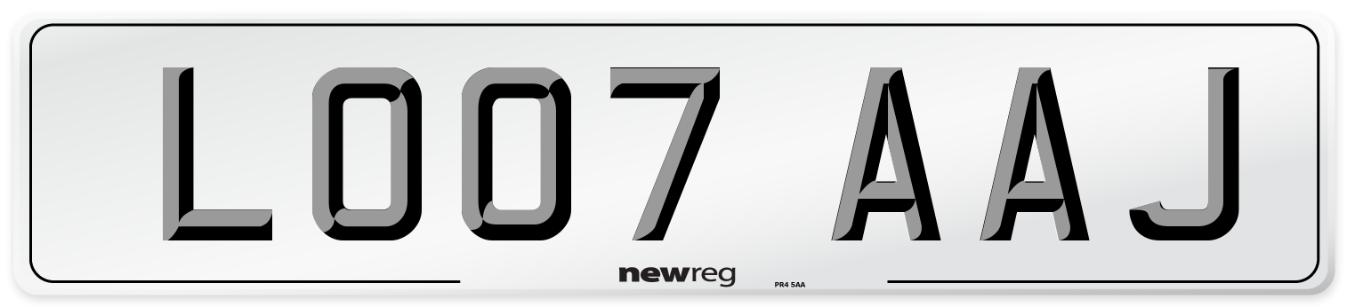 LO07 AAJ Number Plate from New Reg