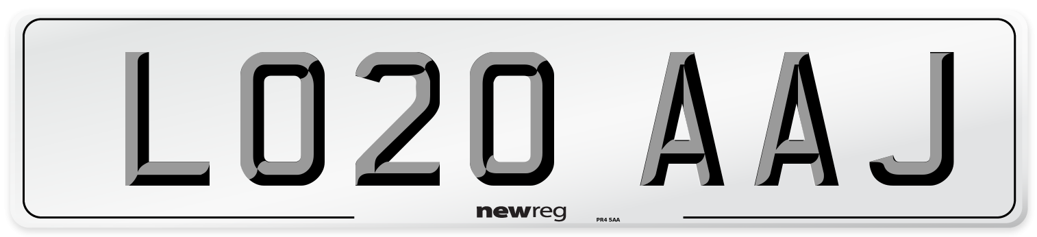 LO20 AAJ Rear Number Plate
