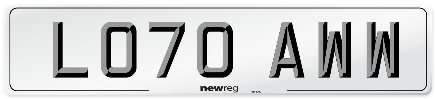 LO70 AWW Rear Number Plate