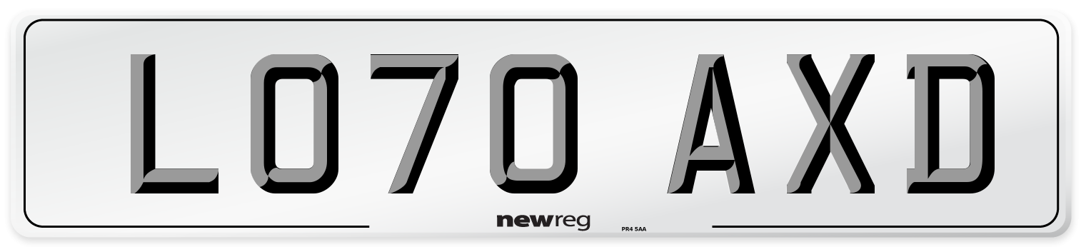 LO70 AXD Rear Number Plate