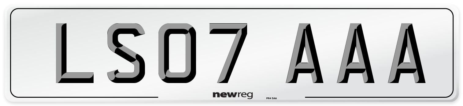 LS07 AAA Rear Number Plate