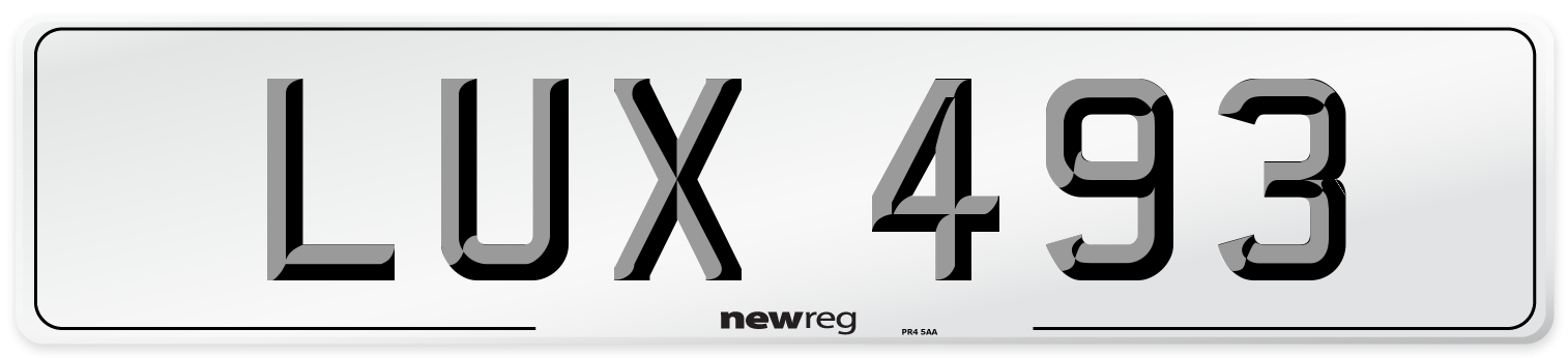 LUX 493 Rear Number Plate