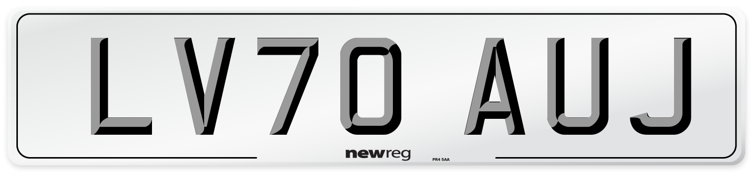 LV70 AUJ Rear Number Plate