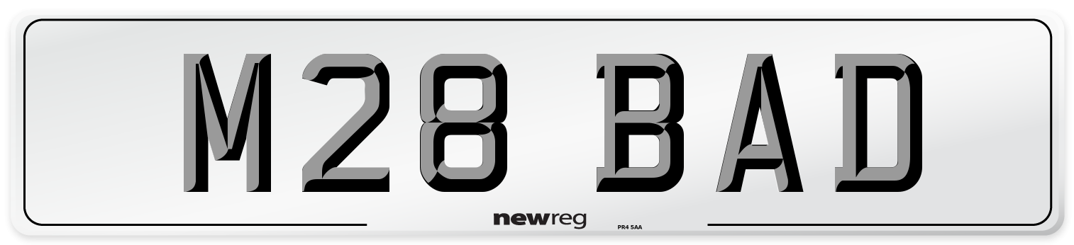 M28 BAD Rear Number Plate