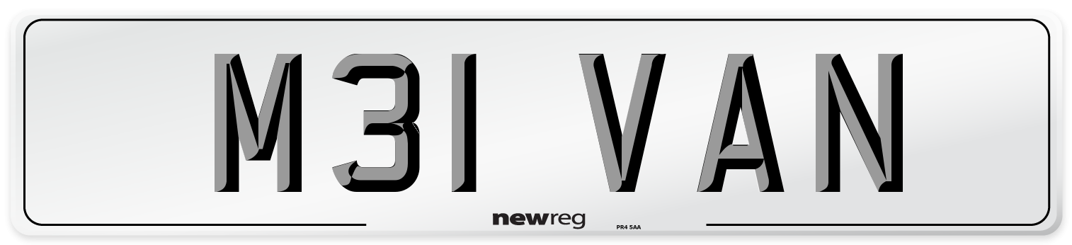 M31 VAN Rear Number Plate