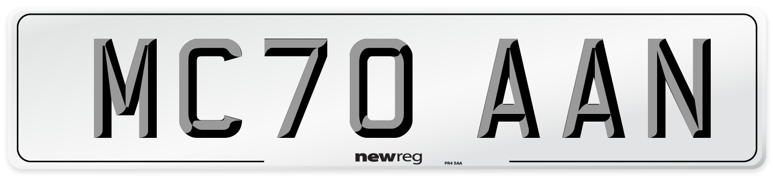 MC70 AAN Rear Number Plate