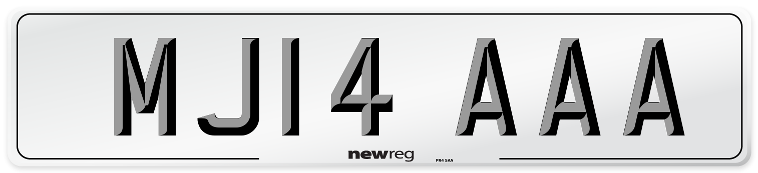 MJ14 AAA Rear Number Plate