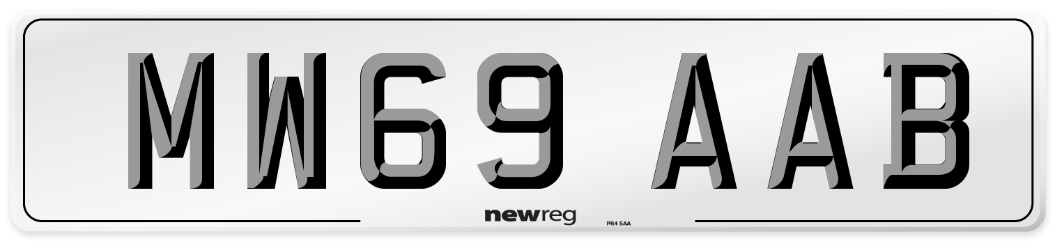MW69 AAB Rear Number Plate
