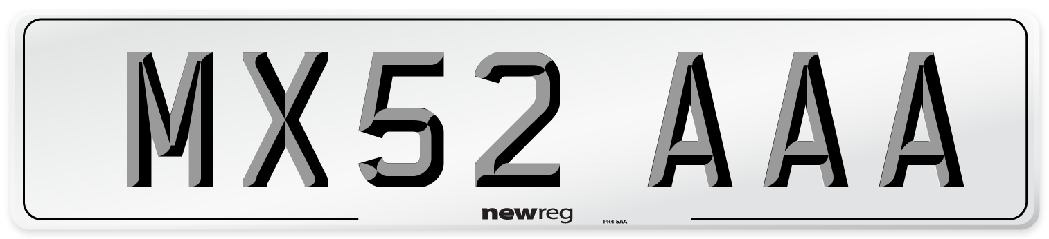 MX52 AAA Rear Number Plate