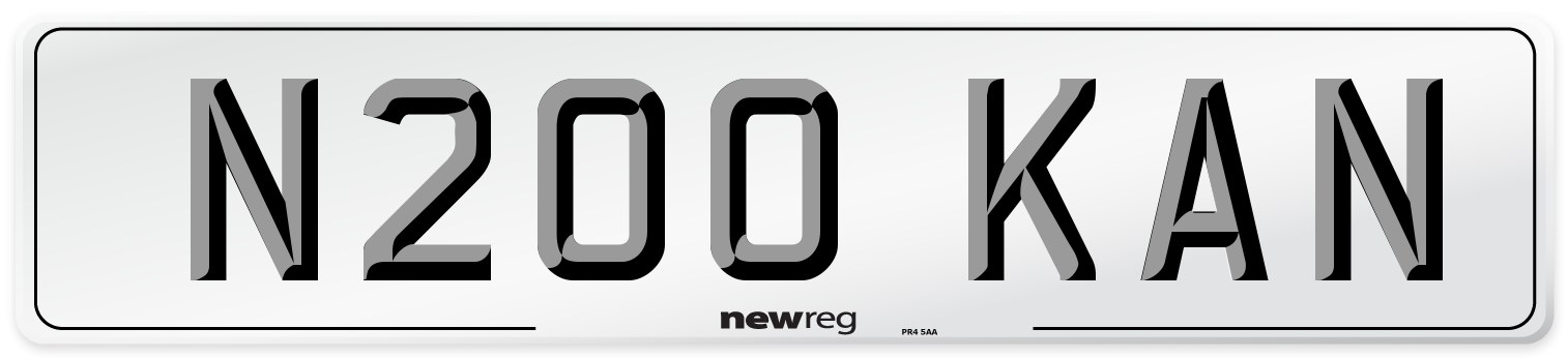 N200 KAN Rear Number Plate
