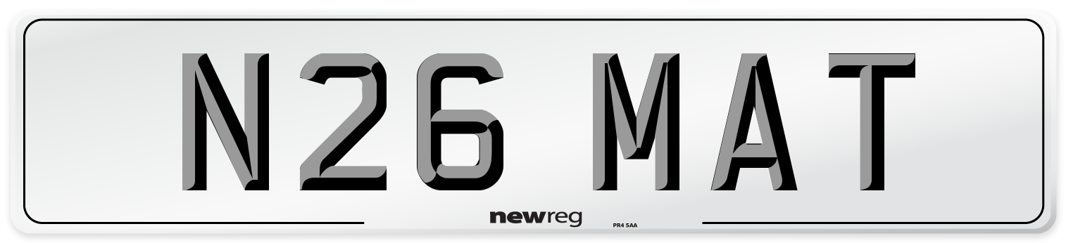 N26 MAT Rear Number Plate