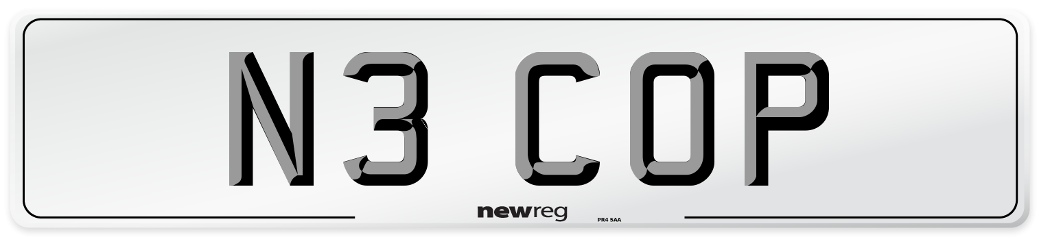 N3 COP Rear Number Plate