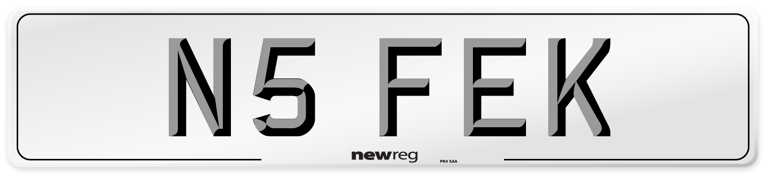 N5 FEK Rear Number Plate