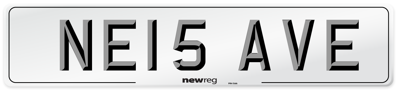NE15 AVE Rear Number Plate