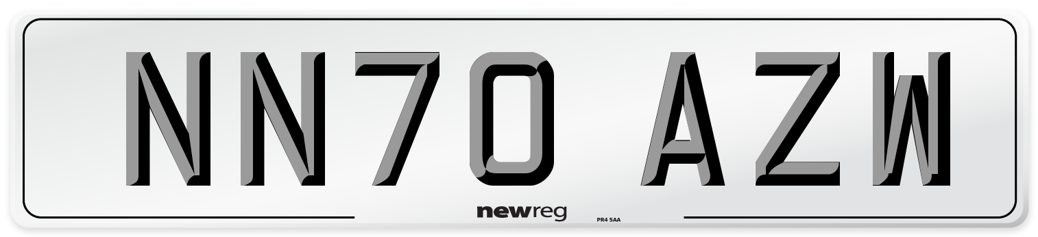 NN70 AZW Rear Number Plate