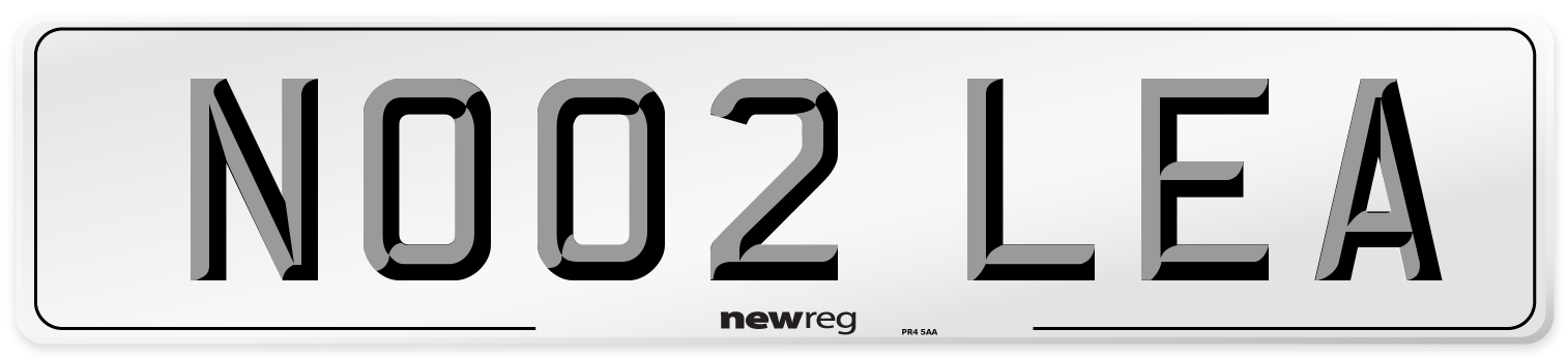 NO02 LEA Rear Number Plate