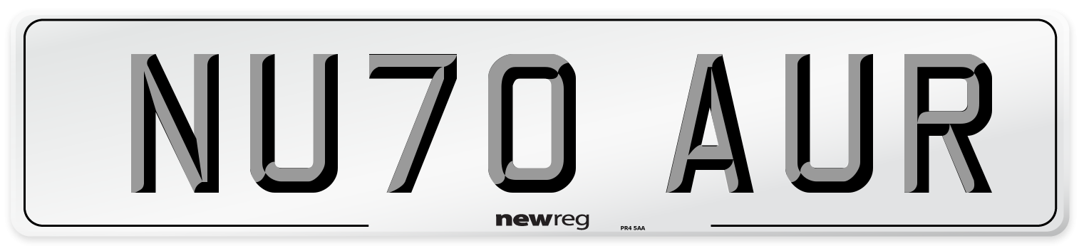 NU70 AUR Rear Number Plate