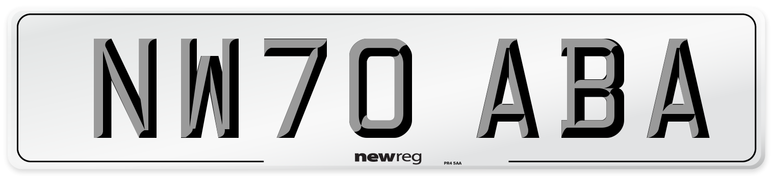 NW70 ABA Rear Number Plate