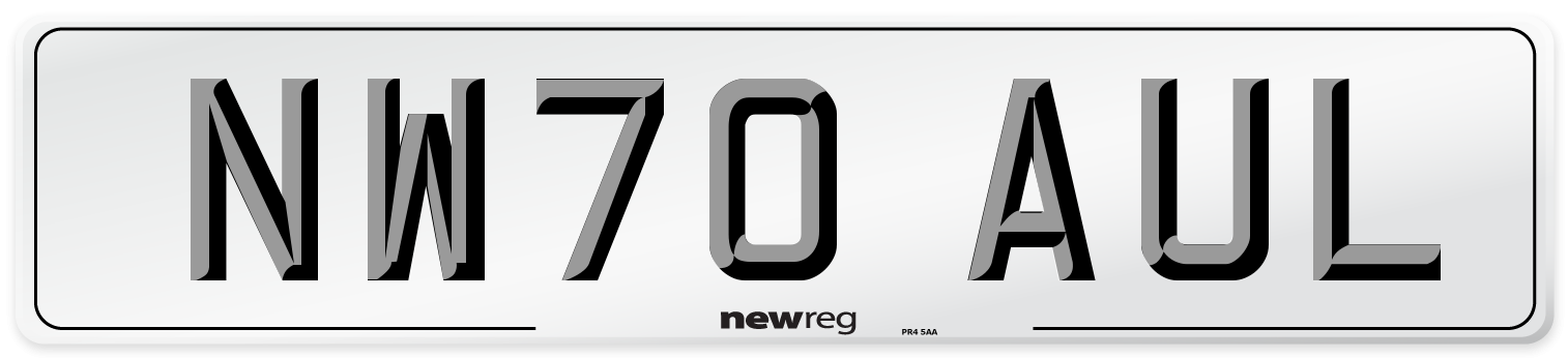 NW70 AUL Rear Number Plate