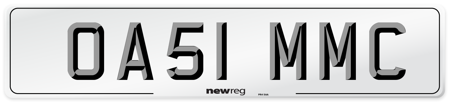 OA51 MMC Rear Number Plate
