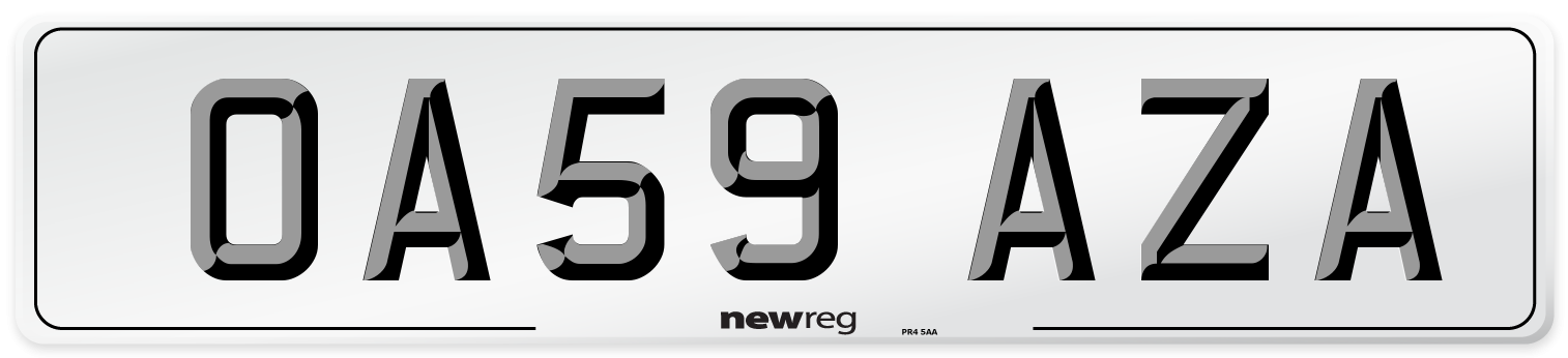 OA59 AZA Number Plate from New Reg