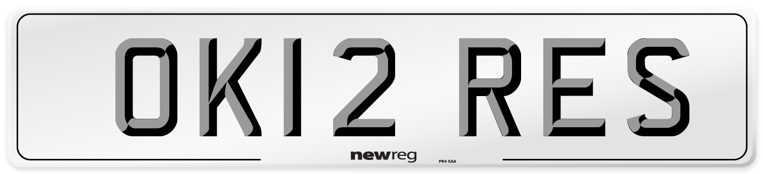 OK12 RES Number Plate from New Reg