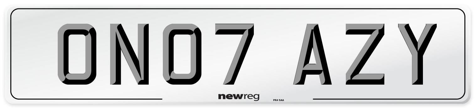 ON07 AZY Number Plate from New Reg