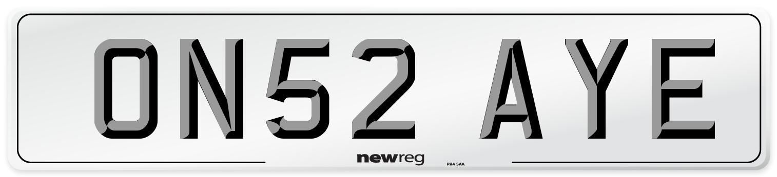 ON52 AYE Number Plate from New Reg
