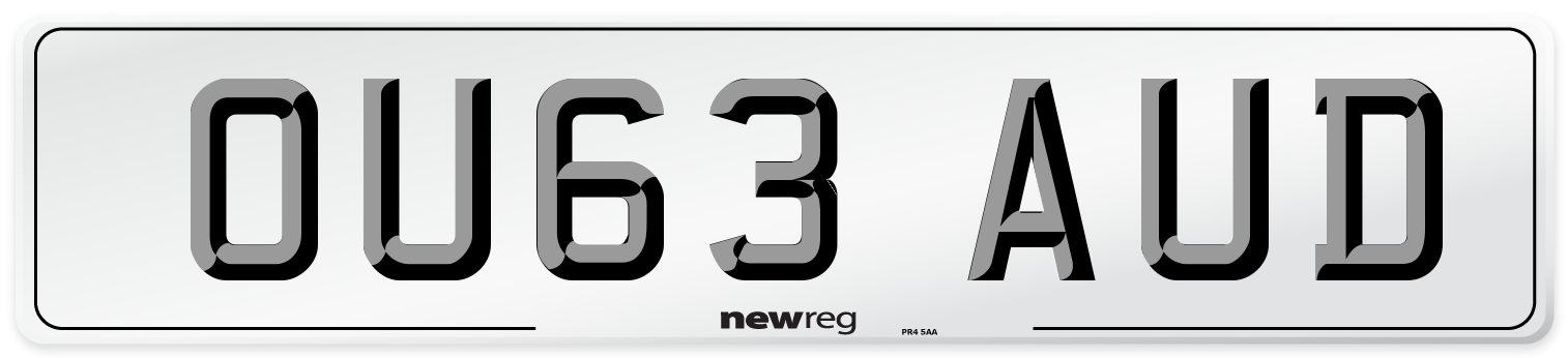 OU63 AUD Number Plate from New Reg