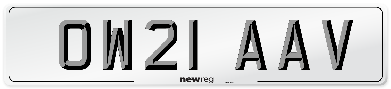 OW21 AAV Number Plate from New Reg
