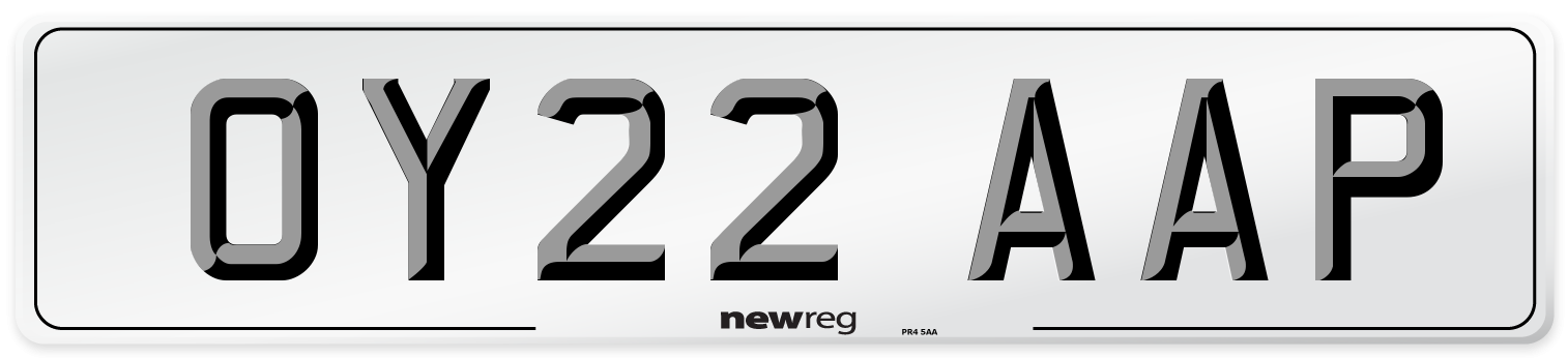 OY22 AAP Rear Number Plate