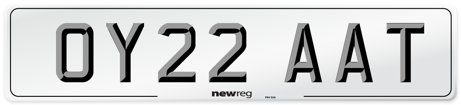 OY22 AAT Rear Number Plate