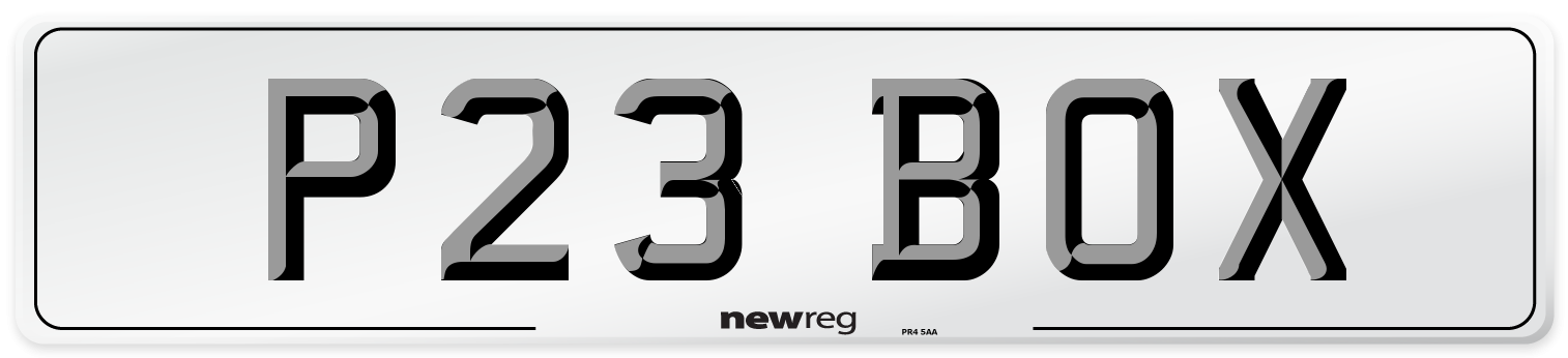 P23 BOX Rear Number Plate