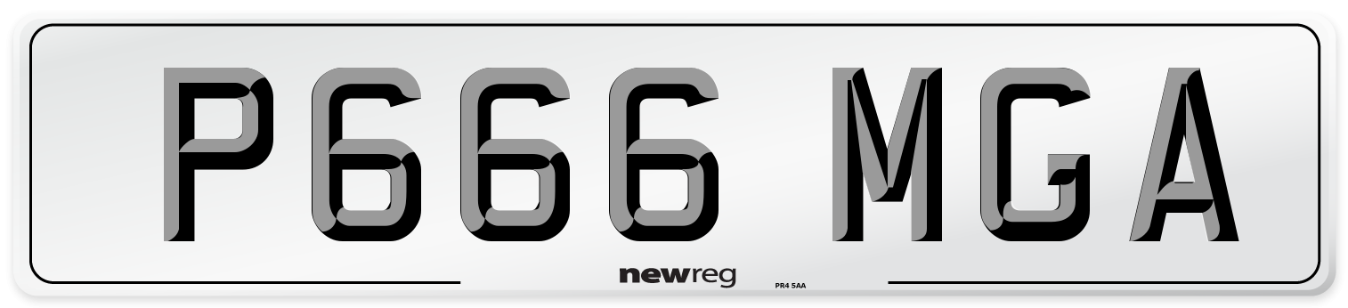 P666 MGA Rear Number Plate